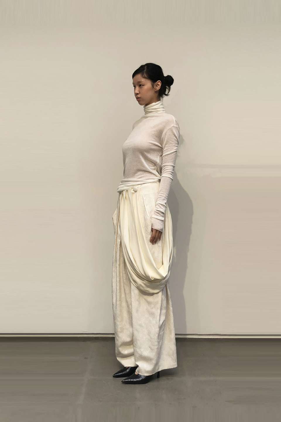 GAZE DE LIN PANTS WITH DRAPED SHAWL