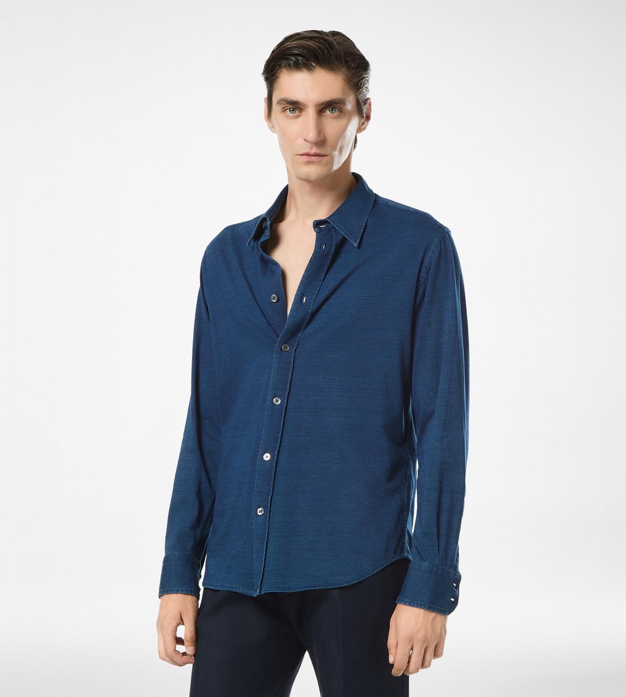 TOM FORD COTTON INDIGO SHIRT - BEYMEN