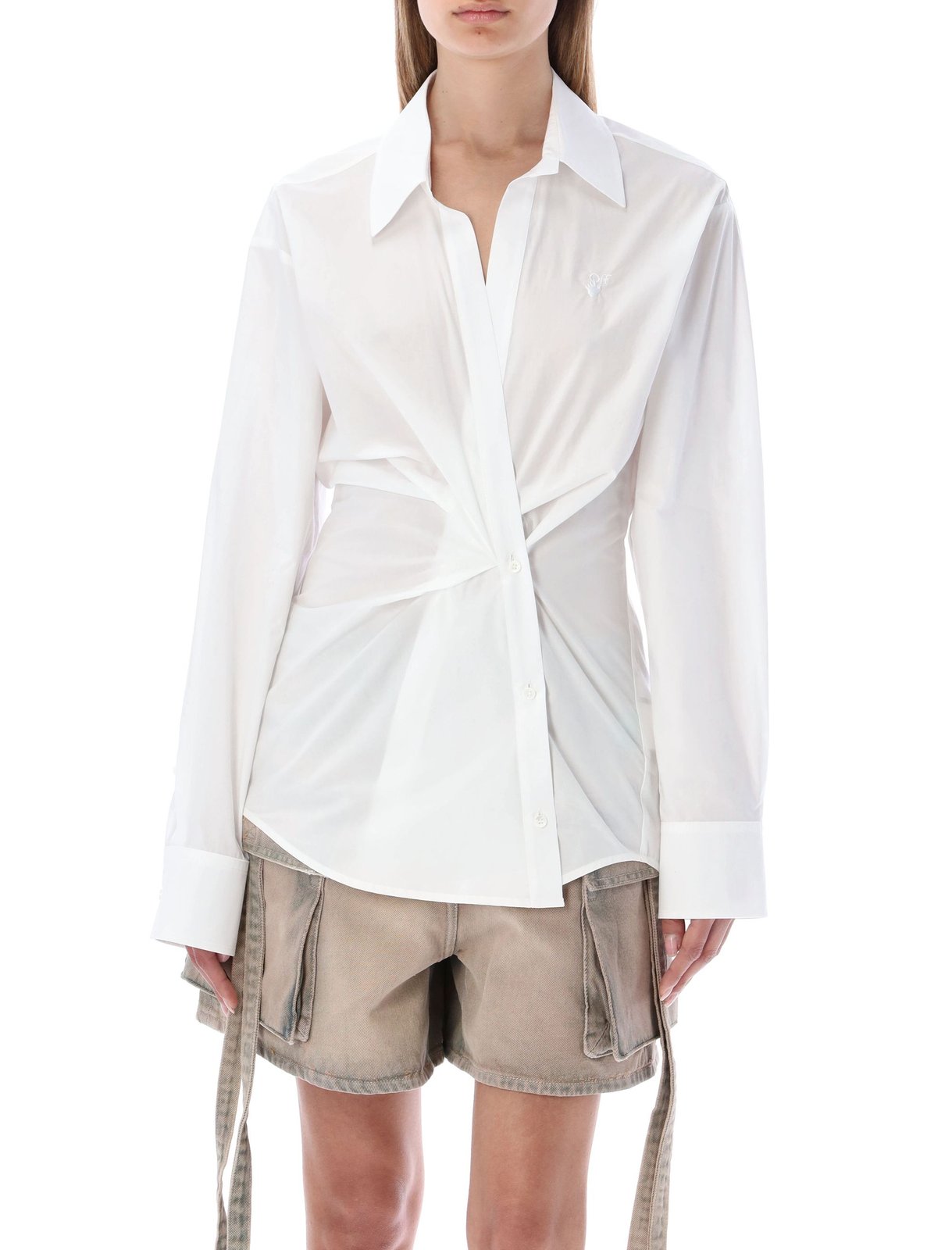 OFF-WHITE WRAPPED WAIST POPLIN SHIRT - BEYMEN