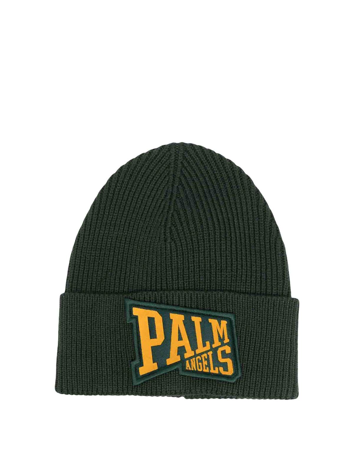 PALM ANGELS PA LEAGUE BEANIE MILITARY GOLD - BEYMEN