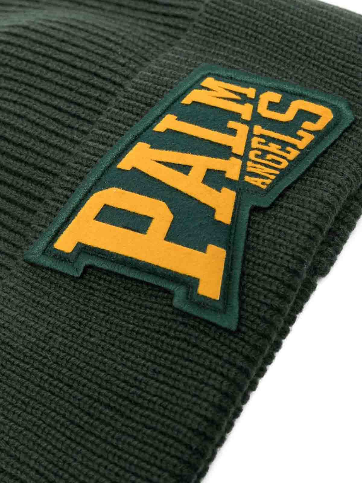 PALM ANGELS PA LEAGUE BEANIE MILITARY GOLD - BEYMEN