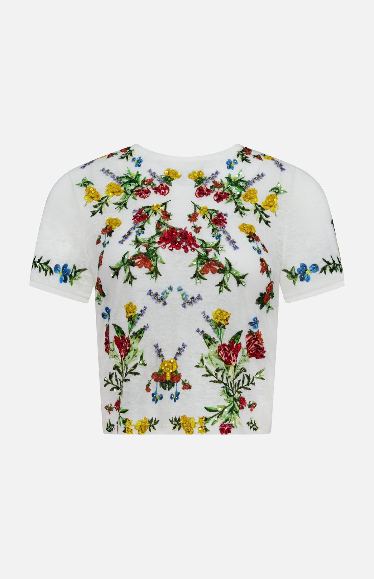 ALICE + OLIVIA EMBR CROPPED TEE - BEYMEN
