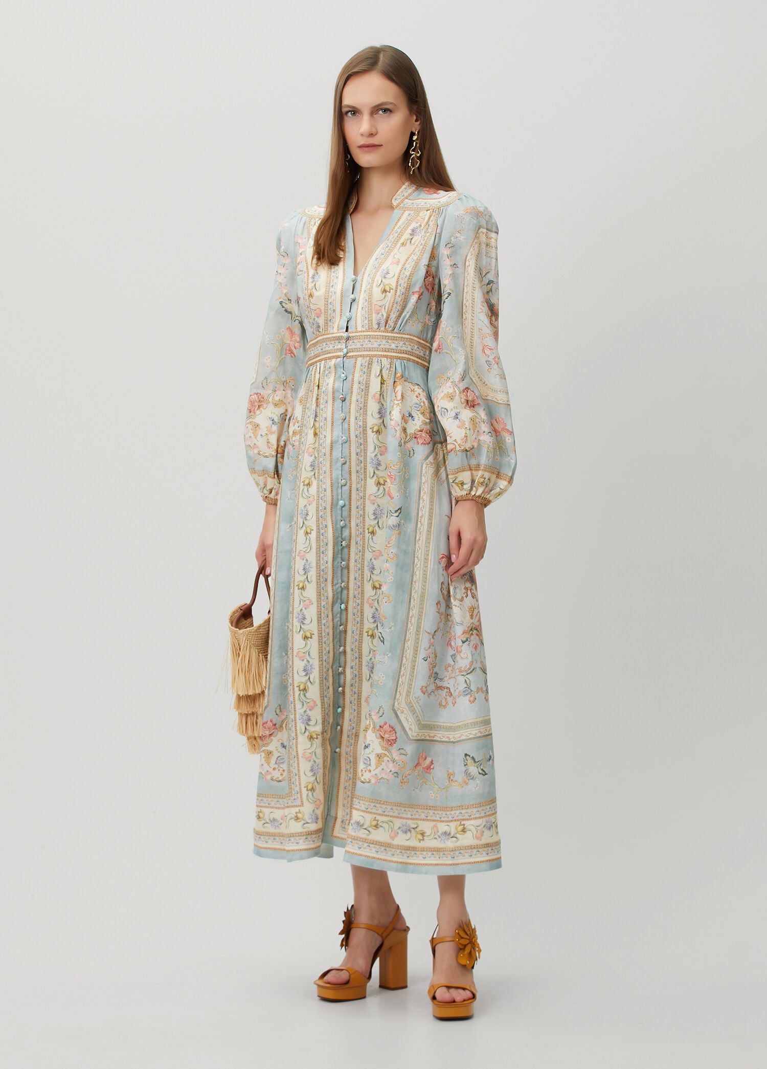 ZIMMERMAN ROSELIGHT PLUNGE MIDI DRESS - BEYMEN