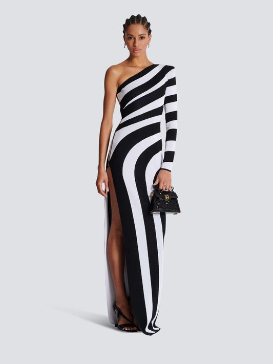 BALMAIN ONE SHOULDER LONG DRESS - BEYMEN