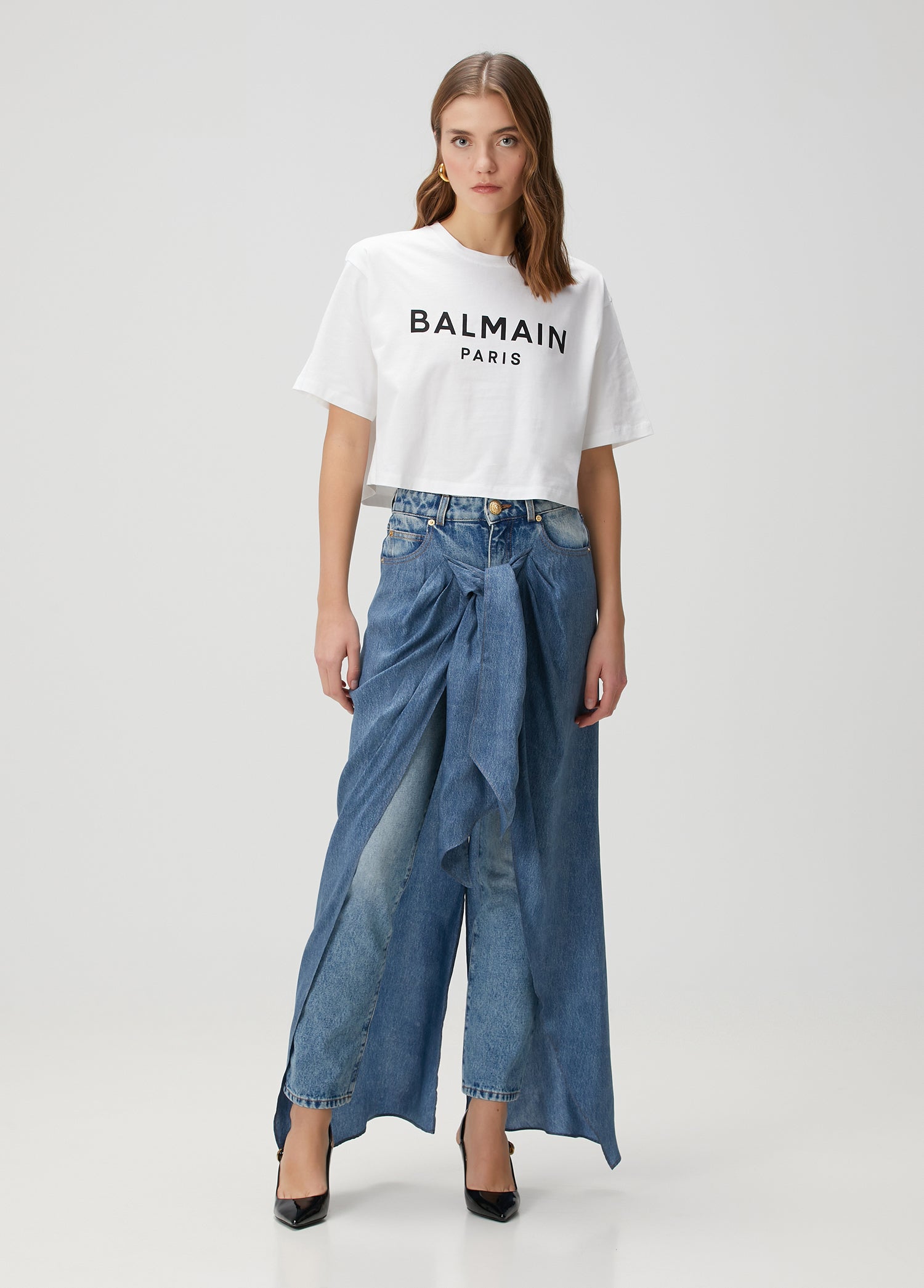 BALMAIN DRAPED DENIM PANTS - BEYMEN