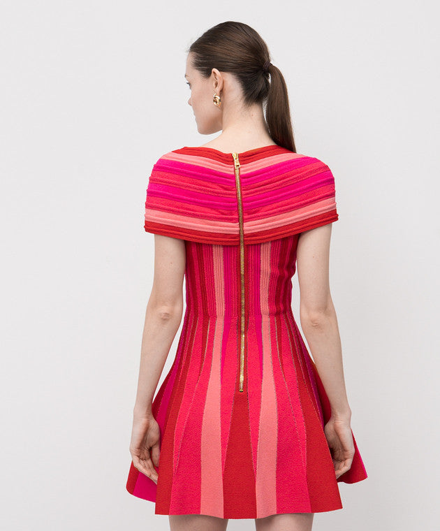 BALMAIN NECK ROLLED FLARE SHORT DRESS - BEYMEN