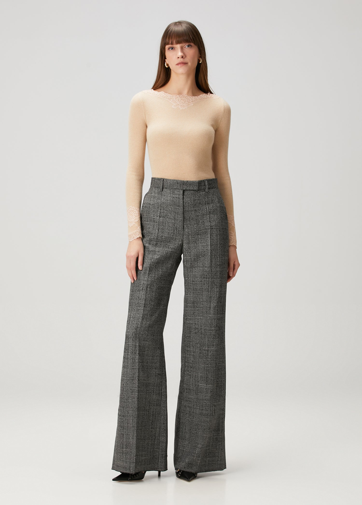 VALENTINO GARAVANI MAGLIA GREY BEIGE CASHMERE - BEYMEN