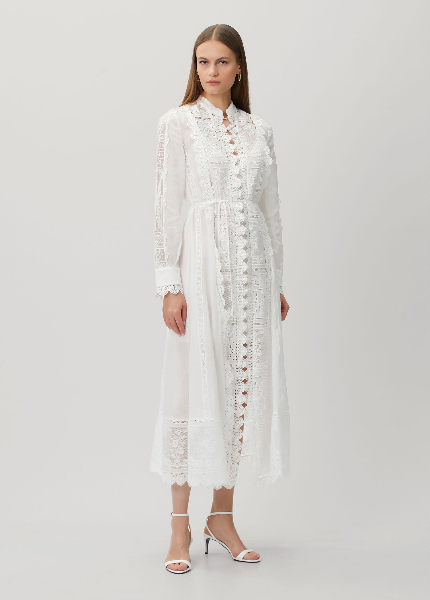 ZIMMERMAN ASTER EMBROIDERED MIDI DRESS - BEYMEN