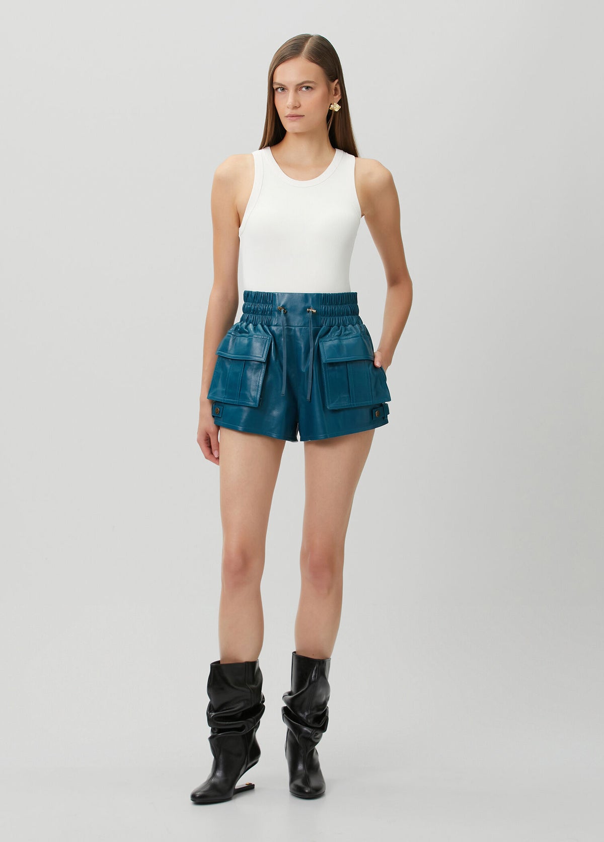 BALMAIN 2 PKTS LAMBSKIN SHORTS - BEYMEN