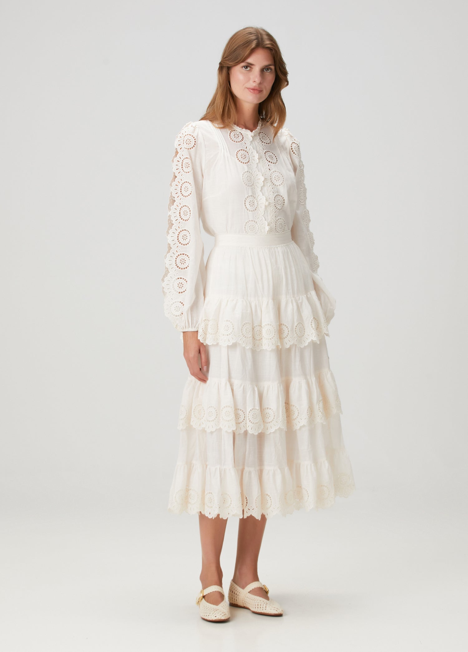 ZIMMERMAN LUCKY EMBROIDERED MIDI SKIRT - BEYMEN