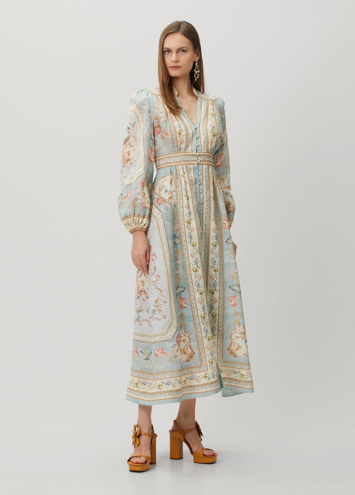 ZIMMERMAN ROSELIGHT PLUNGE MIDI DRESS - BEYMEN