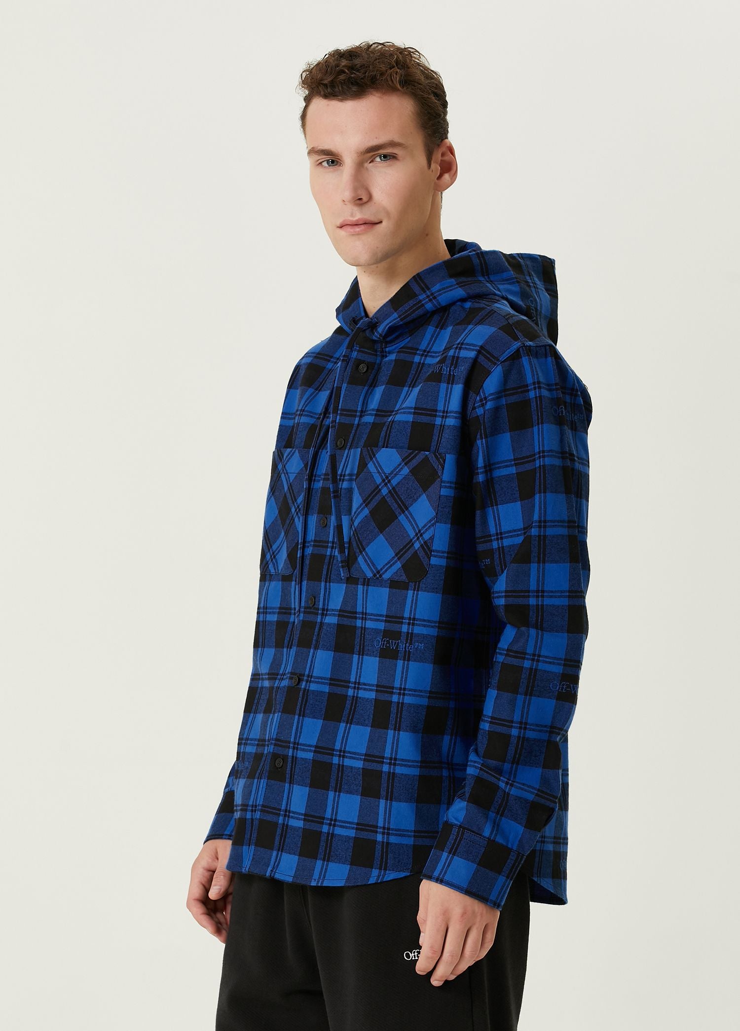 OFF-WHITE CHECK FLANN HOODED SHIRT - BEYMEN