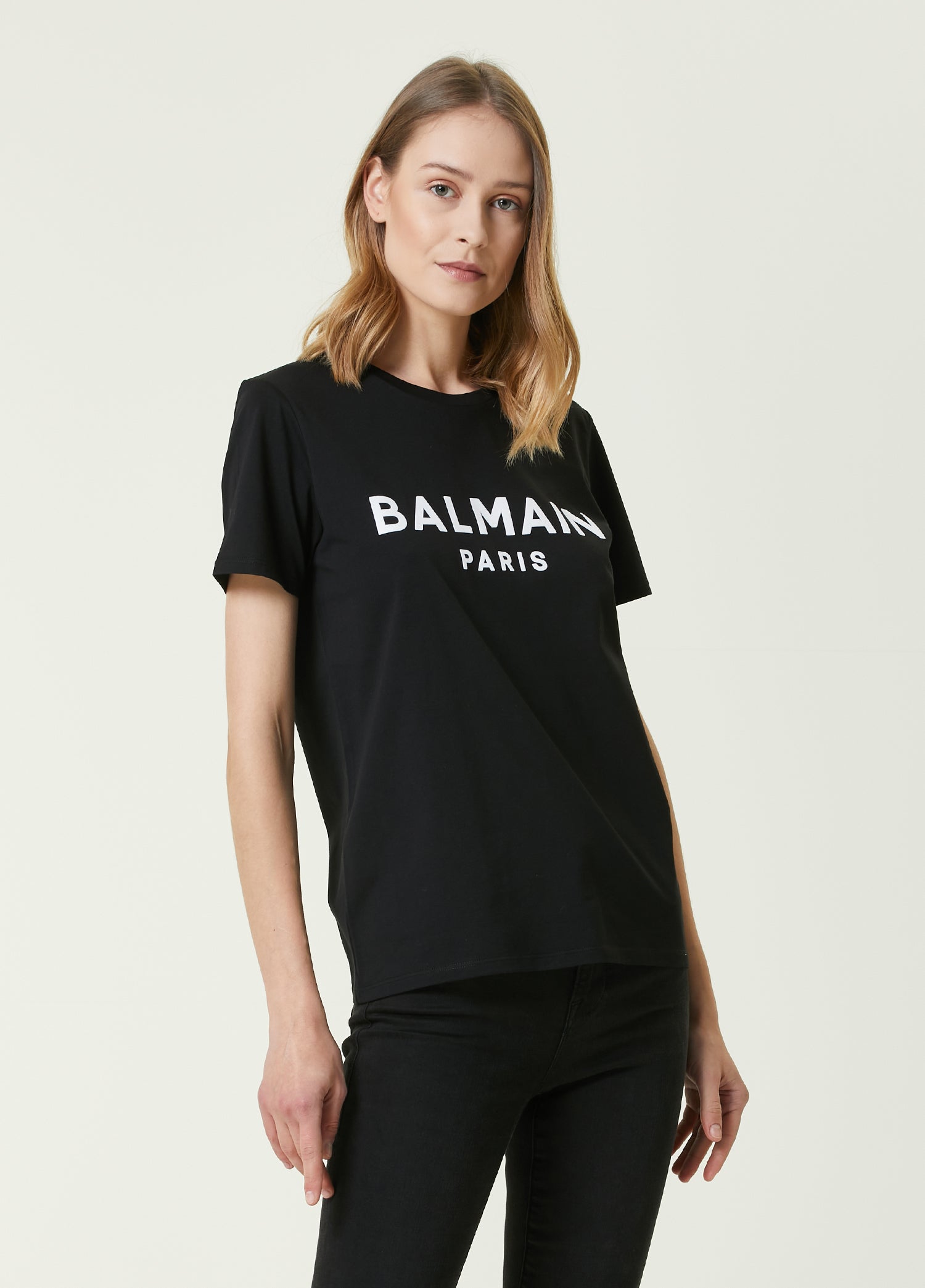 BALMAIN 3 BTN FLOCKED T-SHIRT - BEYMEN