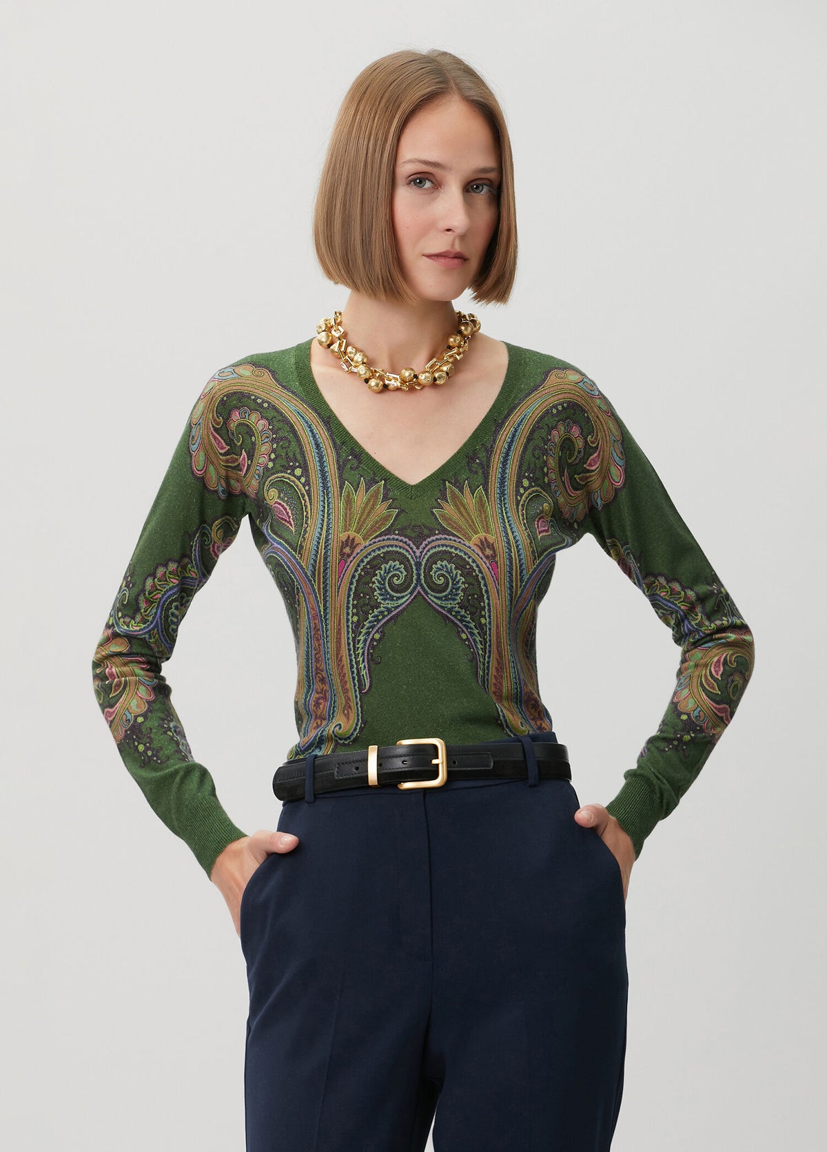 ETRO WOMEN'S V-NECK KNITTED TOP - BEYMEN
