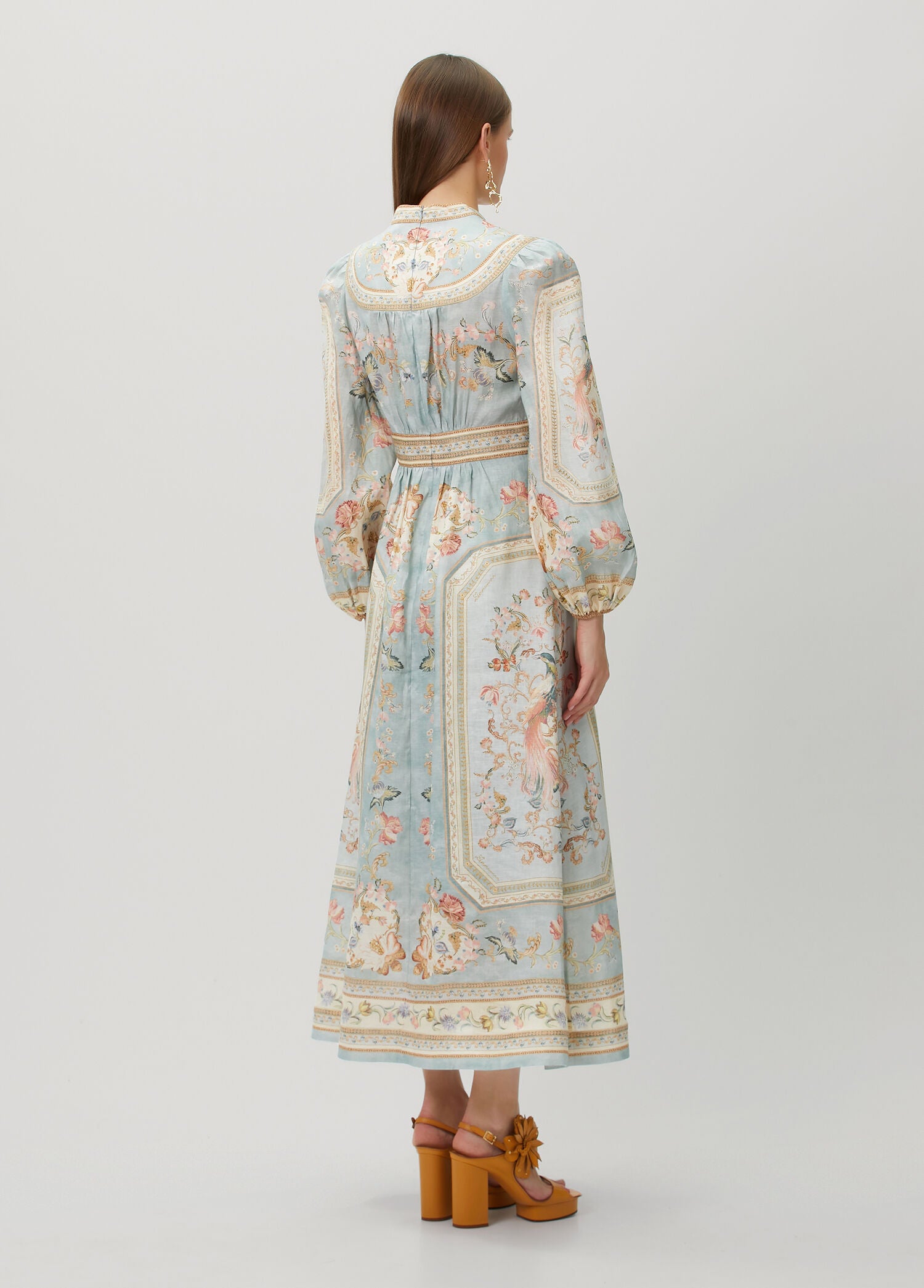 ZIMMERMAN ROSELIGHT PLUNGE MIDI DRESS - BEYMEN