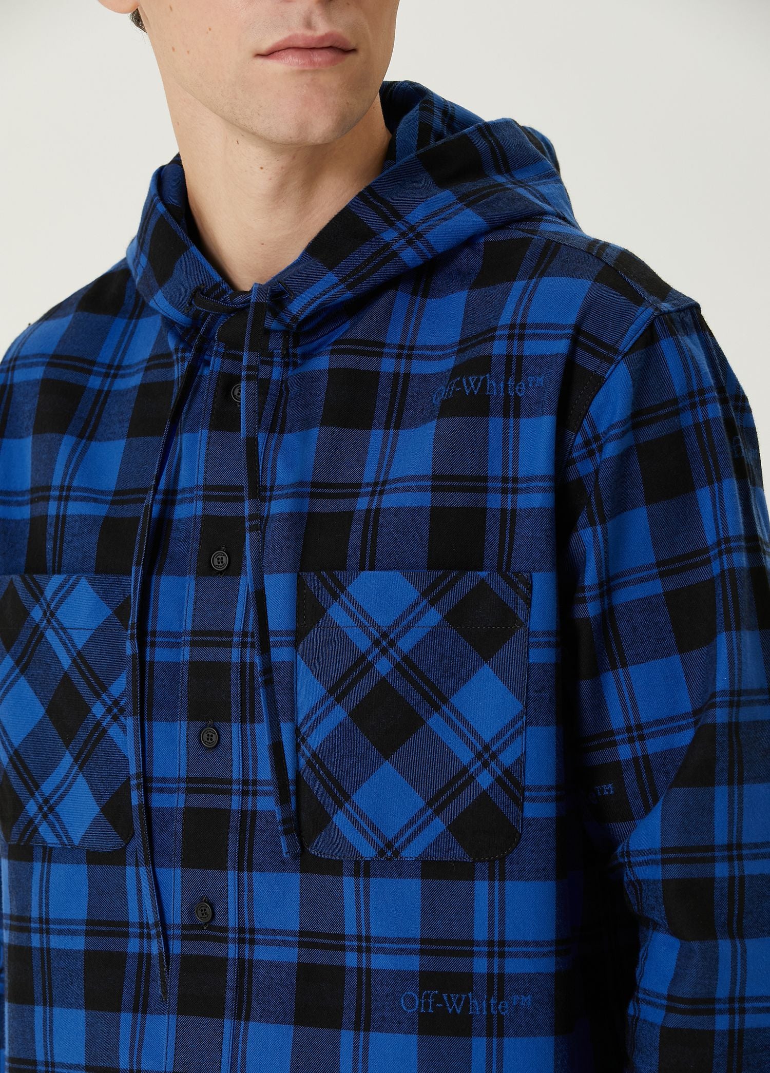 OFF-WHITE CHECK FLANN HOODED SHIRT