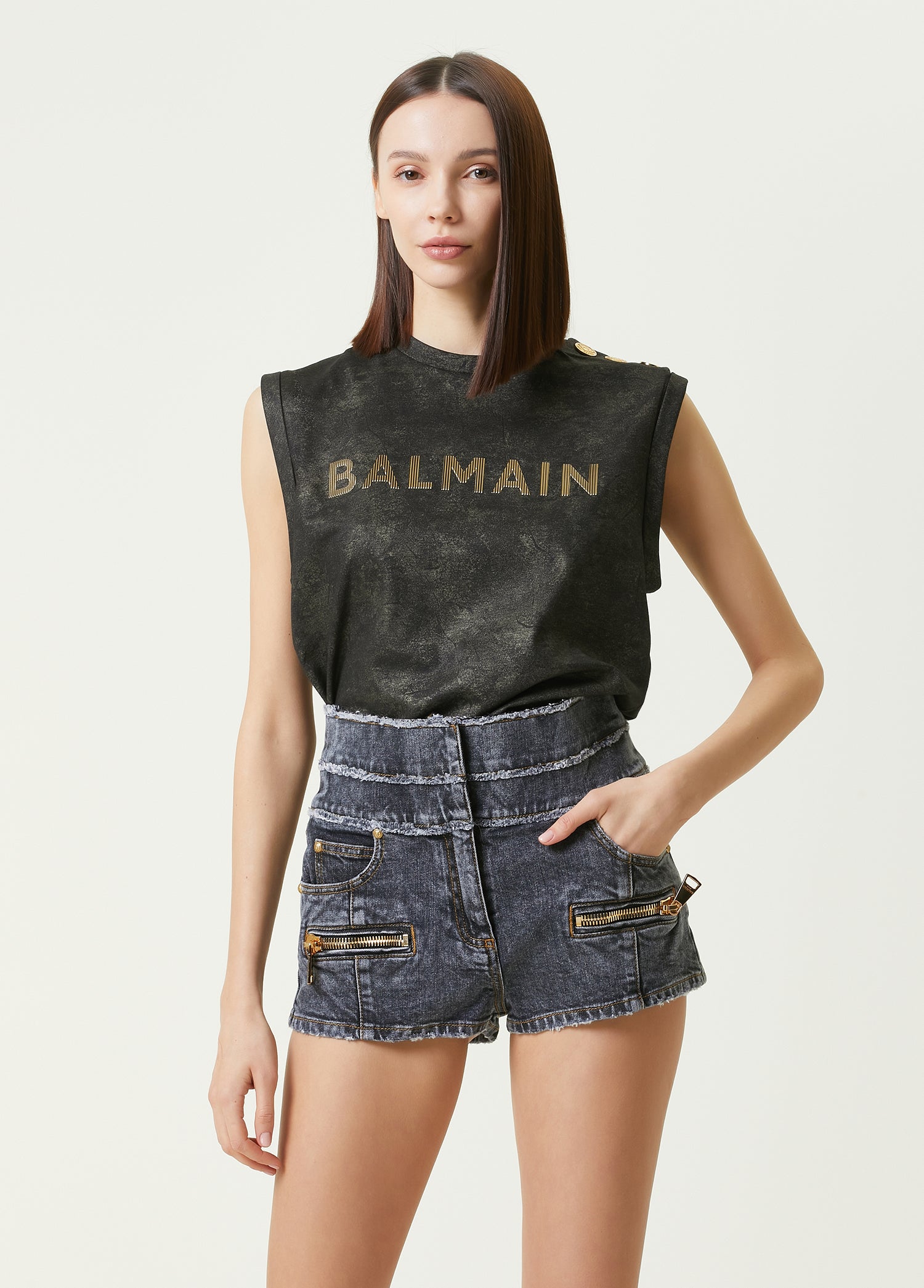 BALMAIN 3 BTN LOGO TANK TOP - BEYMEN