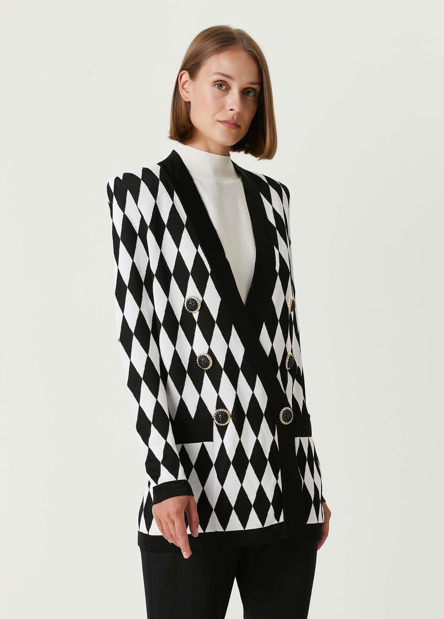 BALMAIN DIAMOND JACQUARD JACKET - BEYMEN