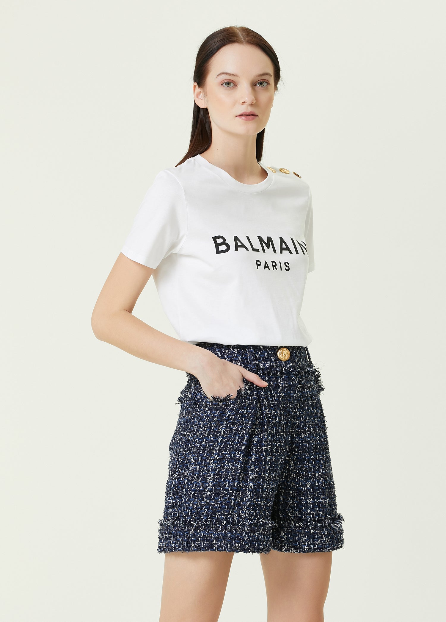 BALMAIN 3 BTN LOGO SS T-SHIRT - BEYMEN