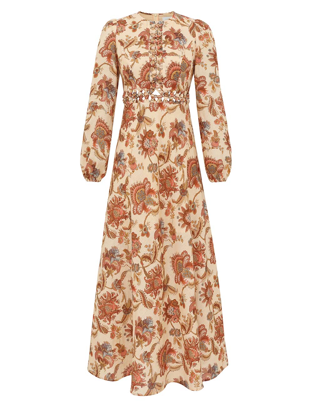 ZIMMERMAN ASTER LONG SLEEVE MIDI DRESS - BEYMEN