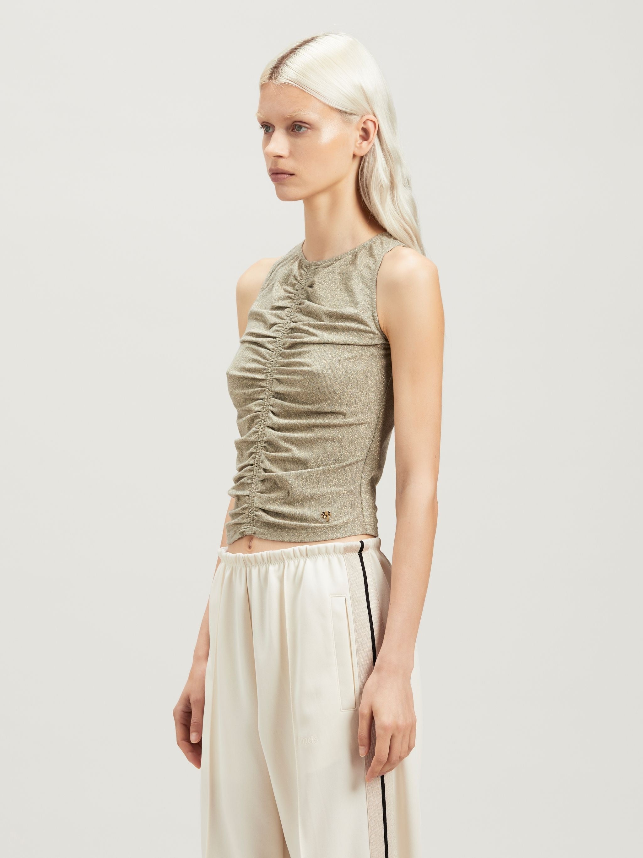 PALM ANGELS LUREX ROUCHED TOP - BEYMEN
