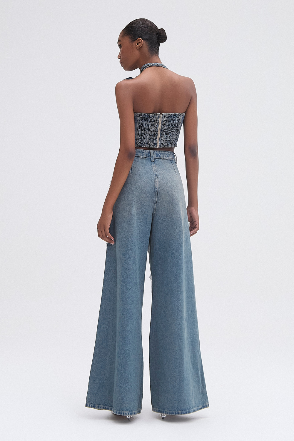 PATBO DENIM FLOWER TOP