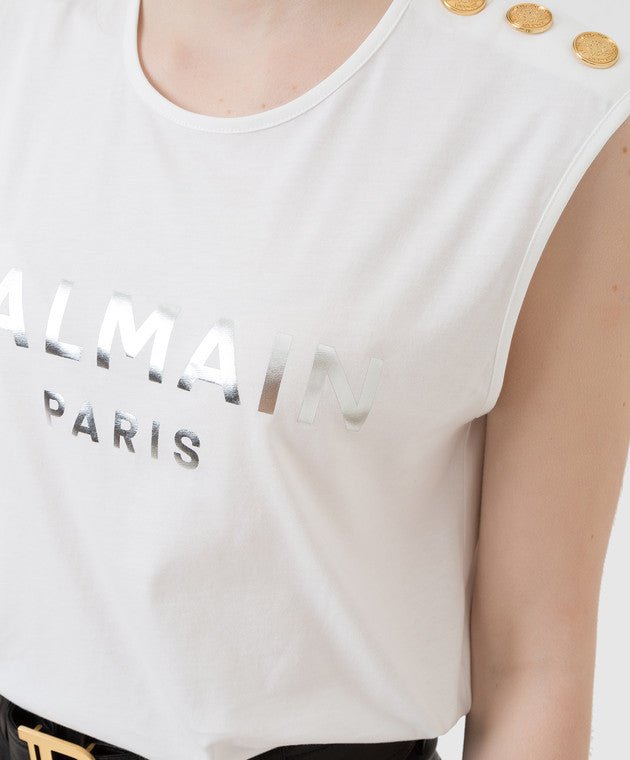 BALMAIN 3 BTN METALLIC TANK TOP - BEYMEN