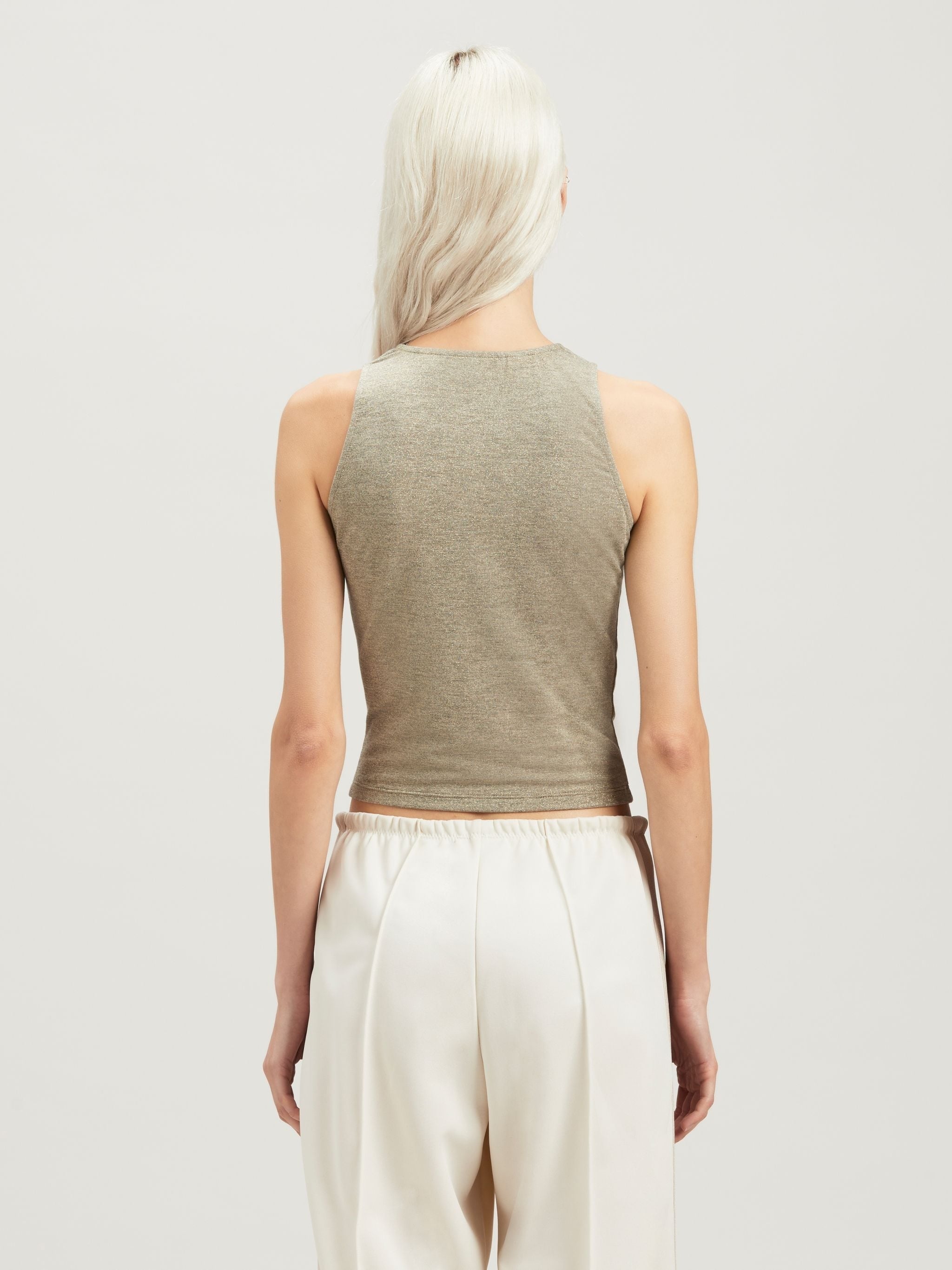 PALM ANGELS LUREX ROUCHED TOP - BEYMEN