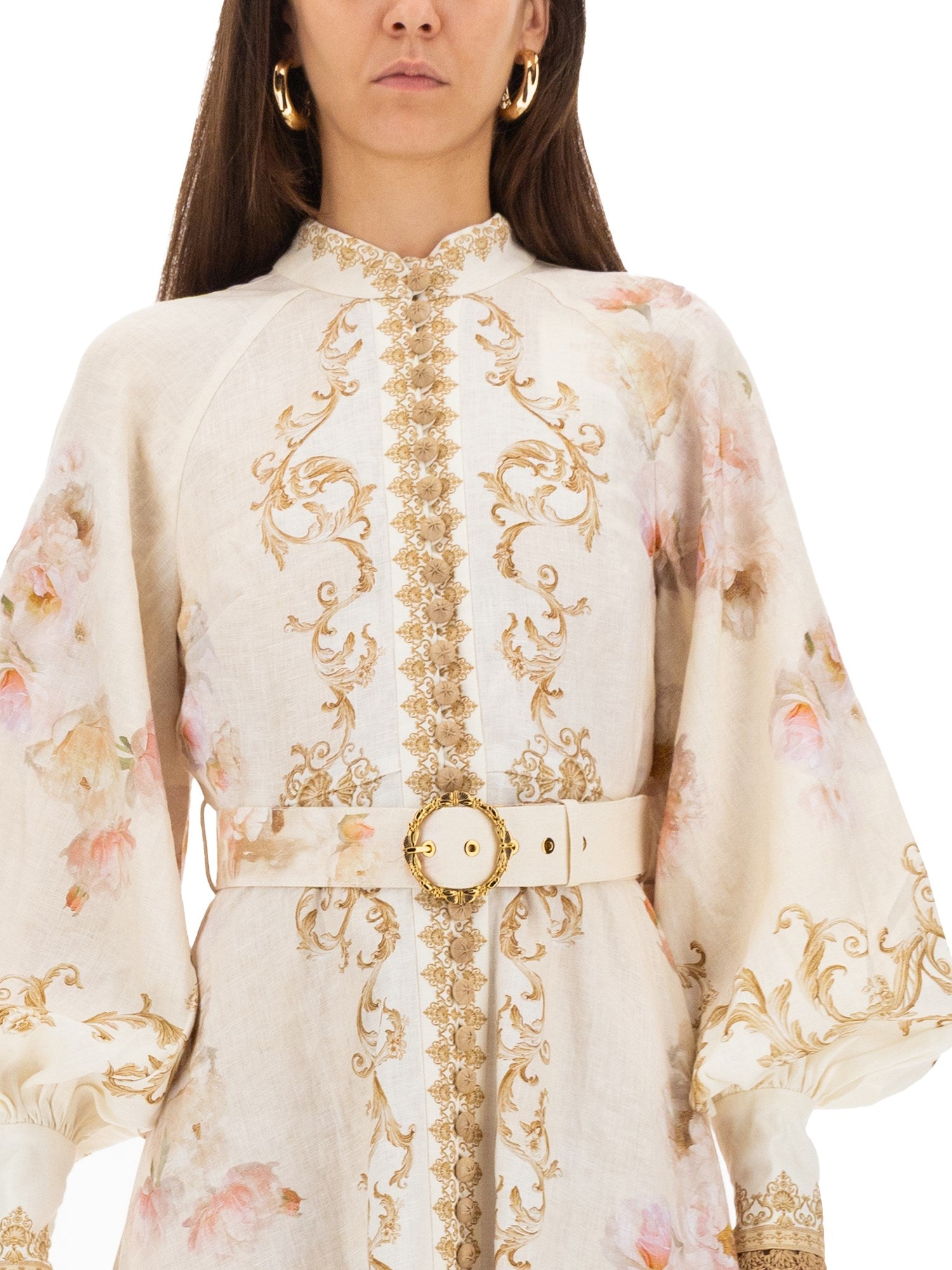 ZIMMERMAN HYPNOTIC BUTTONED MIDI DRESS - BEYMEN