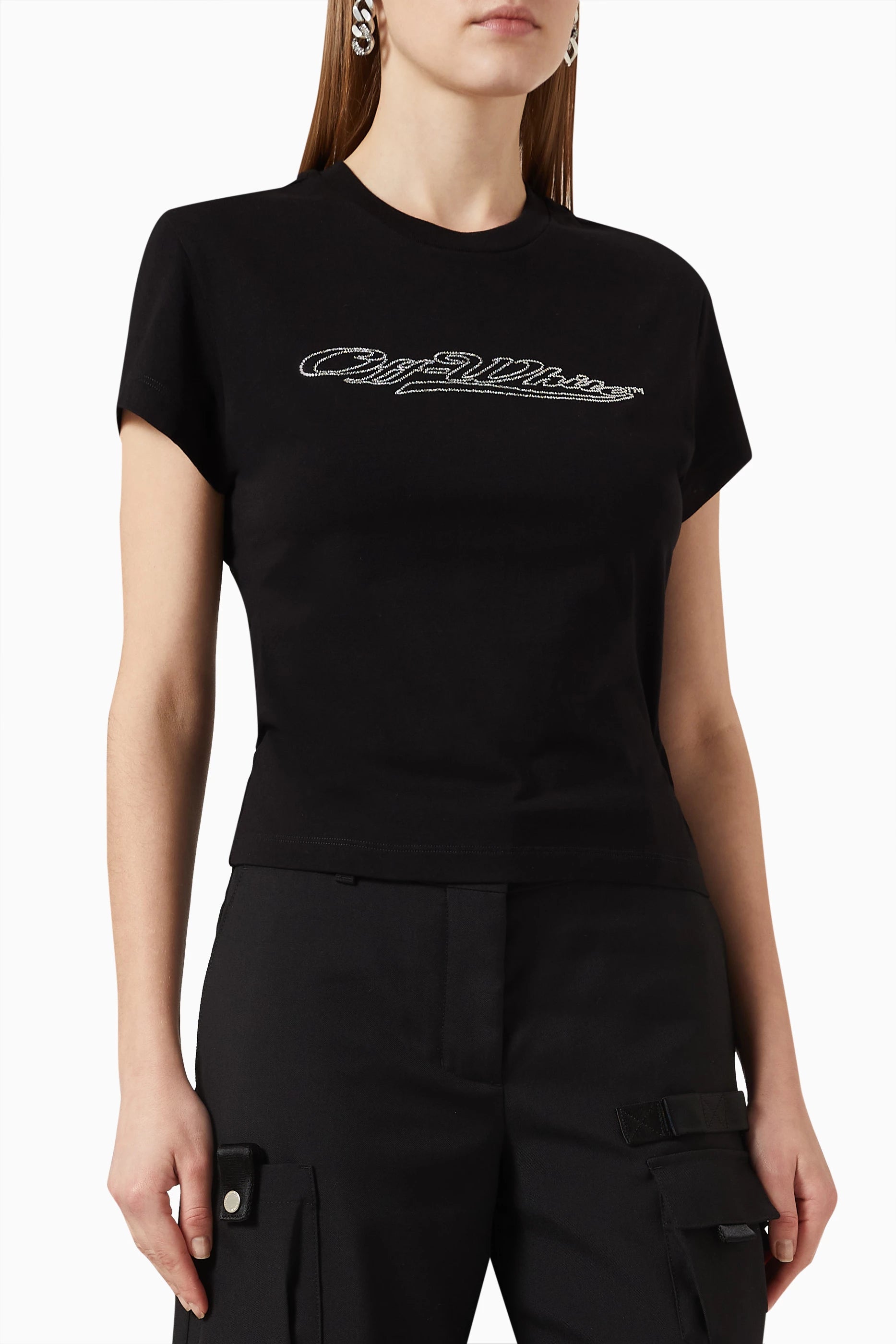 OFF-WHITE BLING BASEBALL FITTED T-SHIRT - BEYMEN