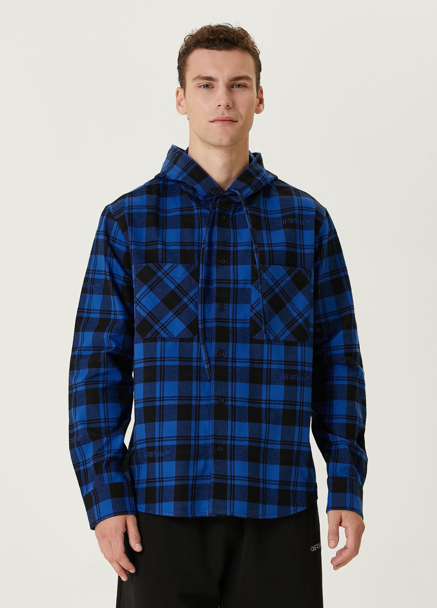 OFF WHITE CHECK FLANN HOODED SHIRT - BEYMEN