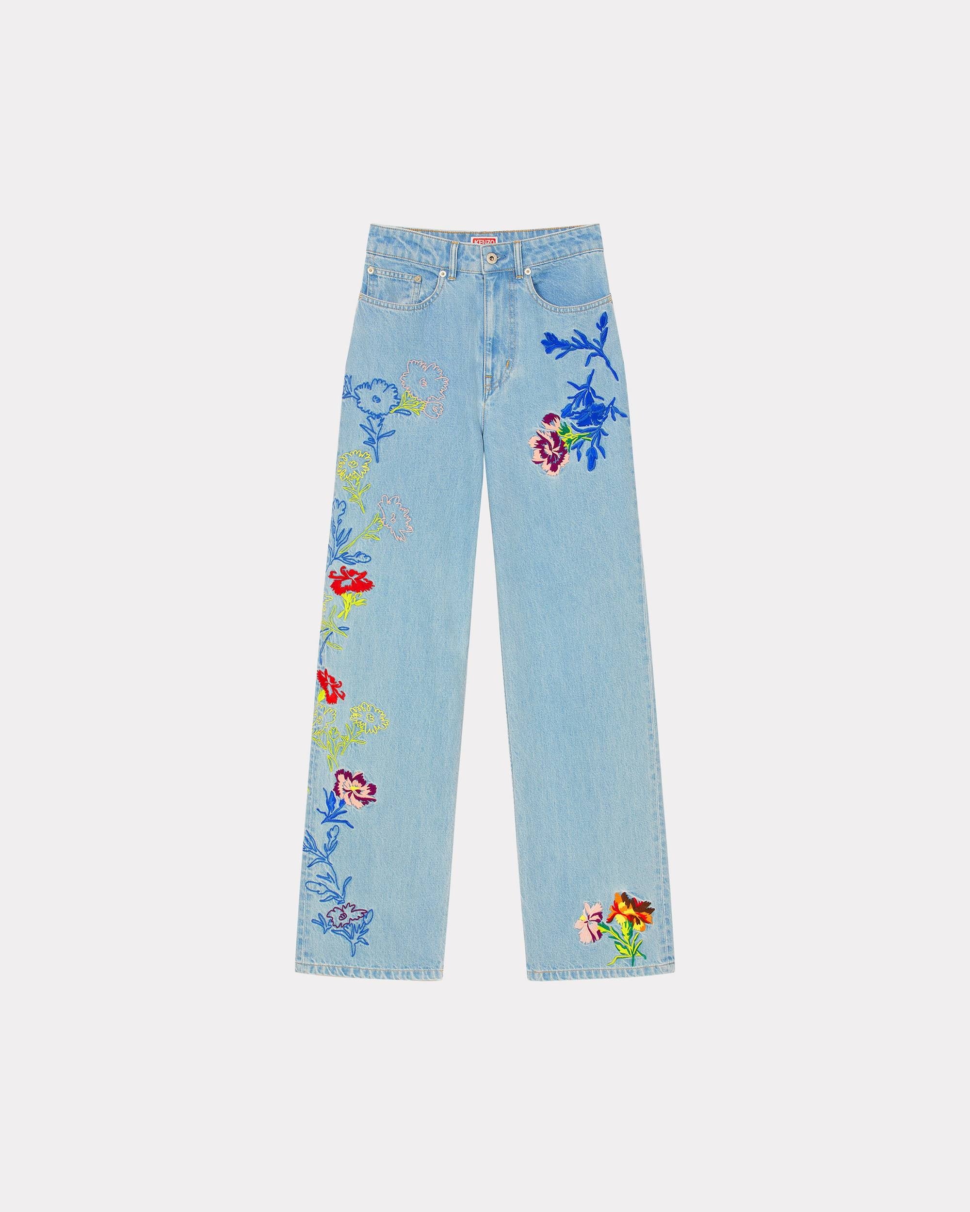 KENZO DRAWN FLOWERS AYAME WIDE JEANS - BEYMEN