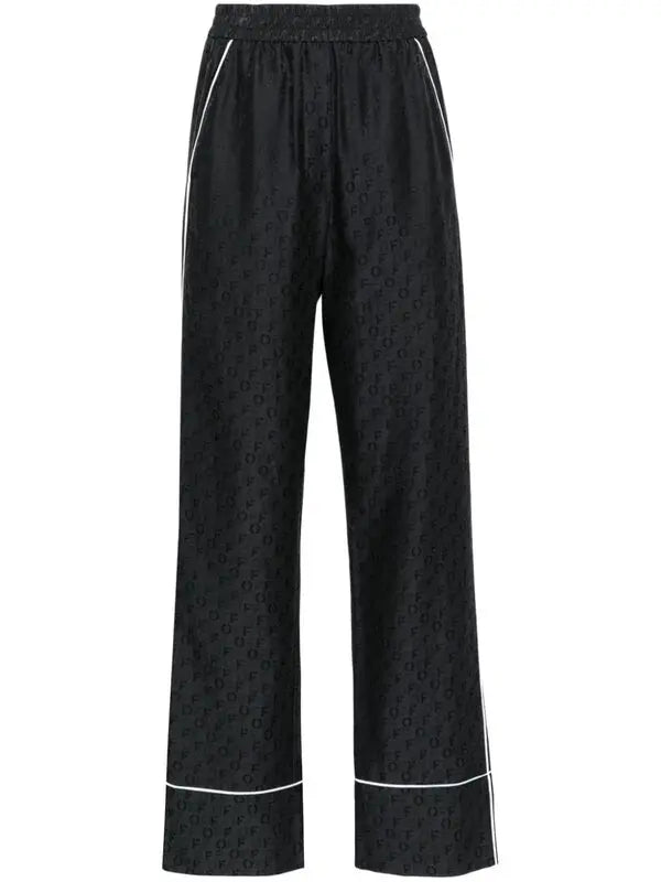 OFF-WHITE LOGO-JACQUARD TROUSERS - BEYMEN