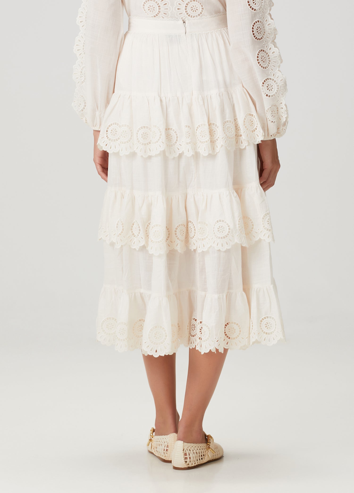 ZIMMERMAN LUCKY EMBROIDERED MIDI SKIRT - BEYMEN