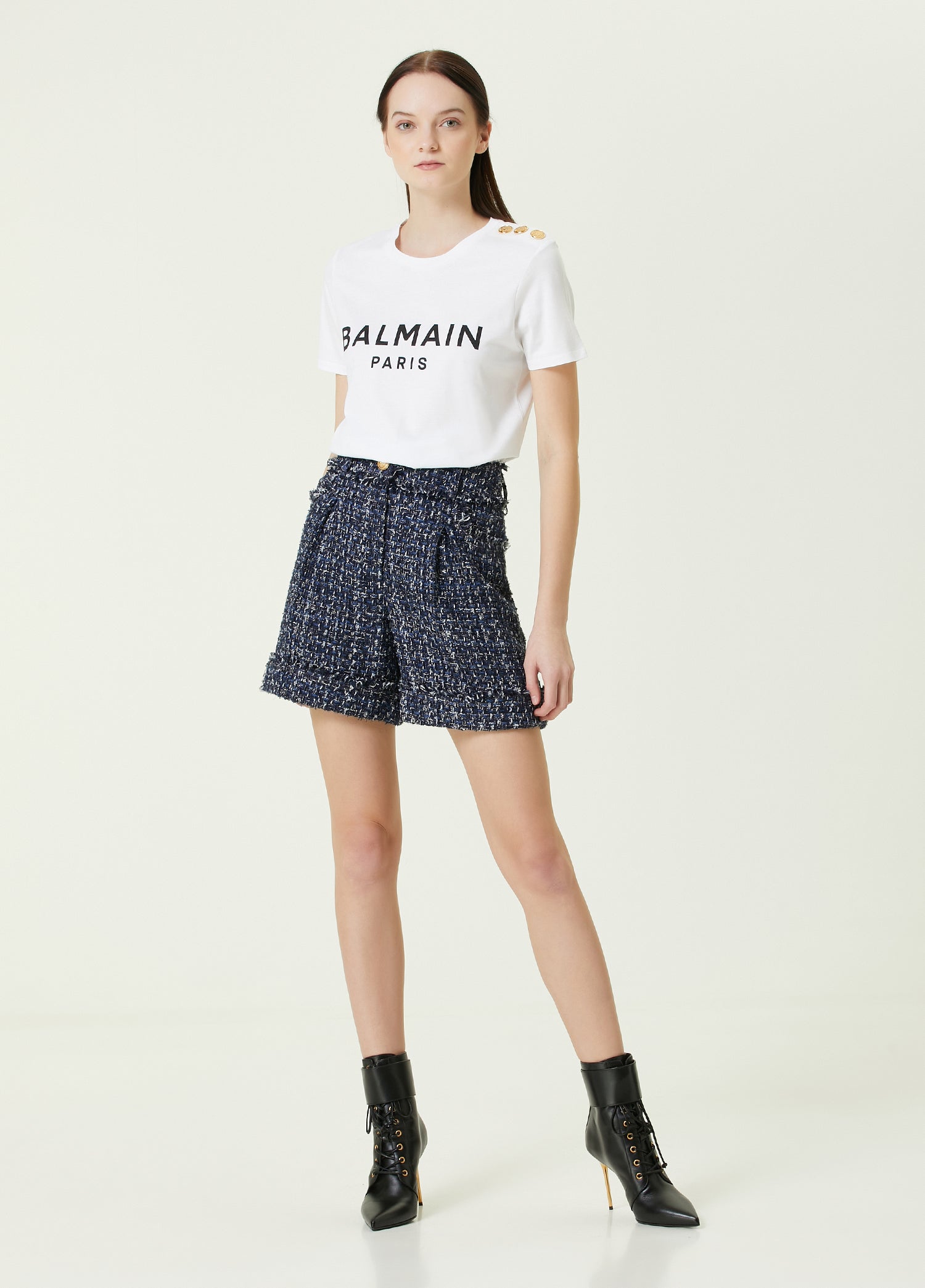 BALMAIN 3 BTN LOGO SS T-SHIRT - BEYMEN