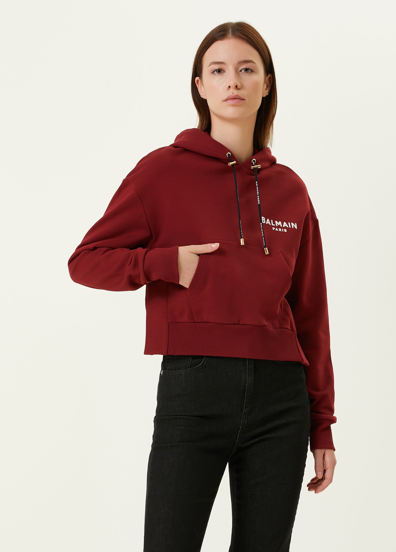 BALMAIN CROPPED HOODIE - BEYMEN
