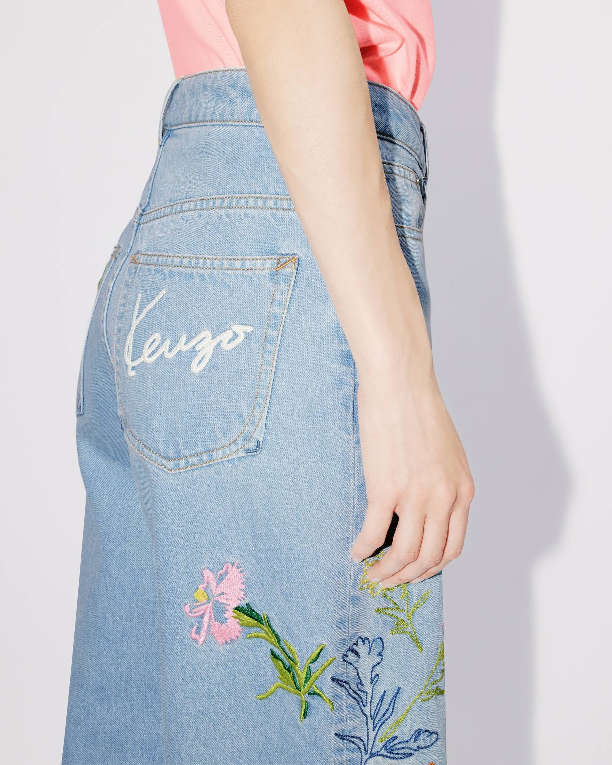 KENZO DRAWN FLOWERS AYAME WIDE JEANS - BEYMEN