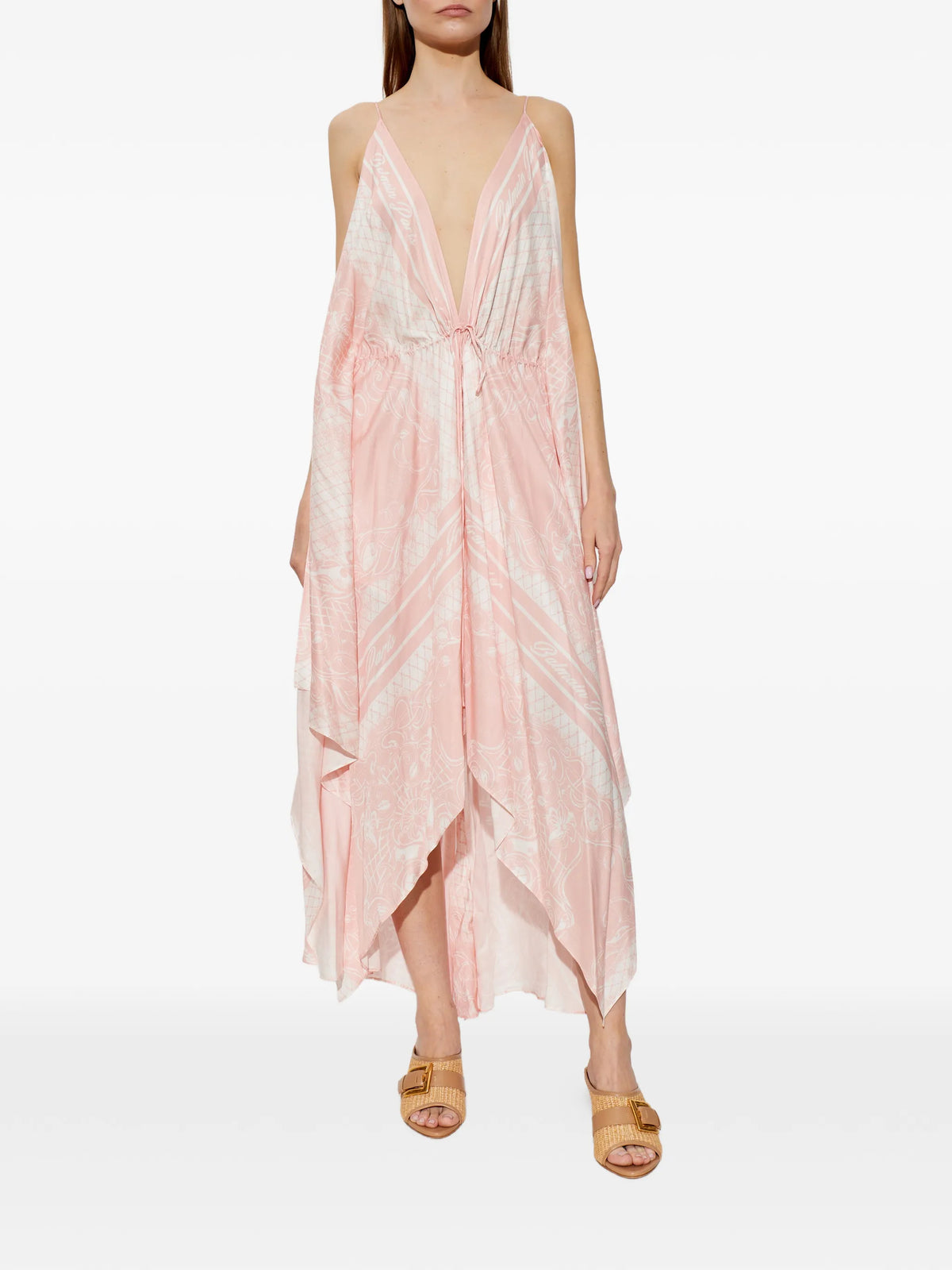BALMAIN OPEN SHOULDER FOULARD PRINT DR - BEYMEN