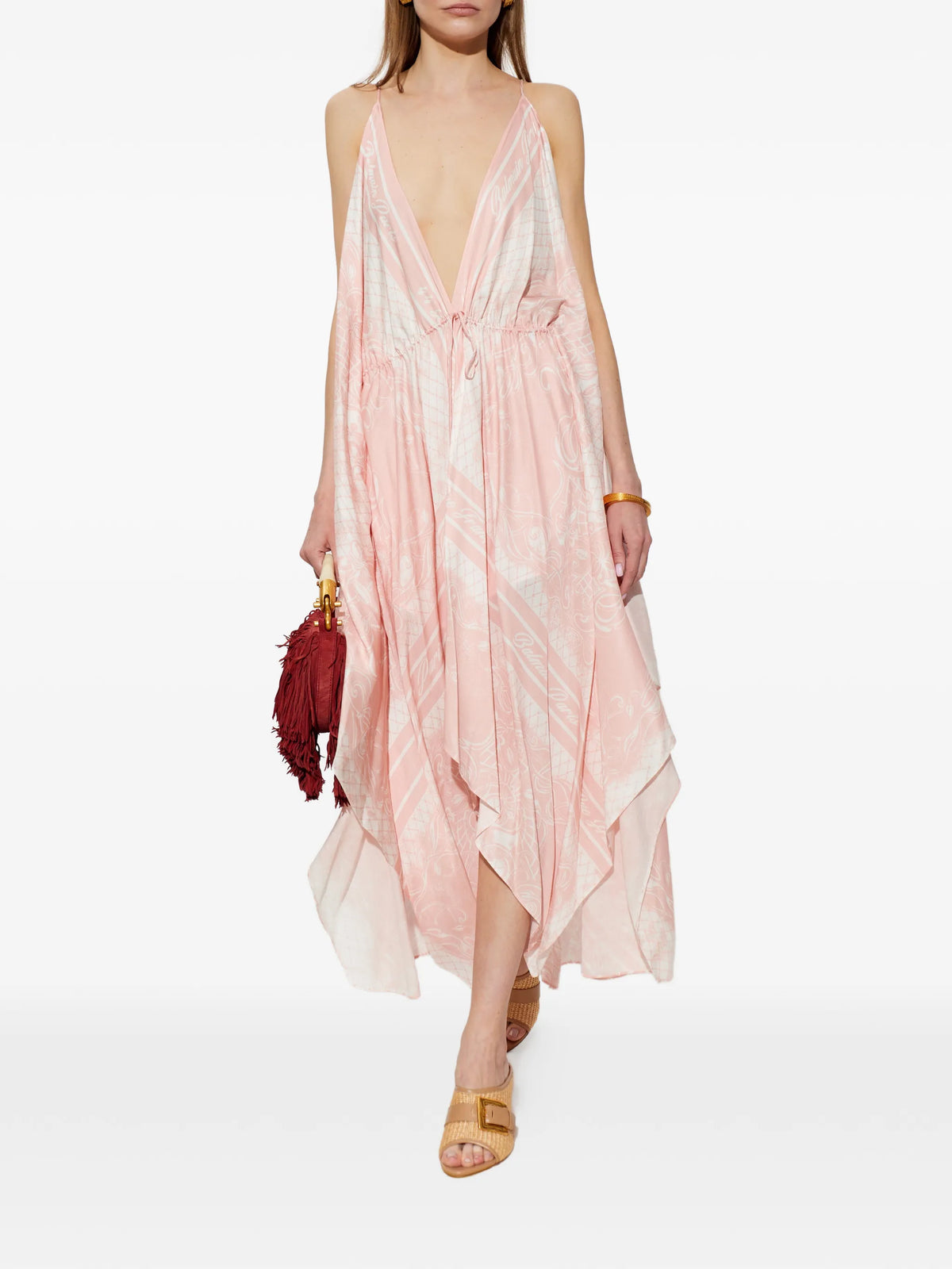 BALMAIN OPEN SHOULDER FOULARD PRINT DR - BEYMEN