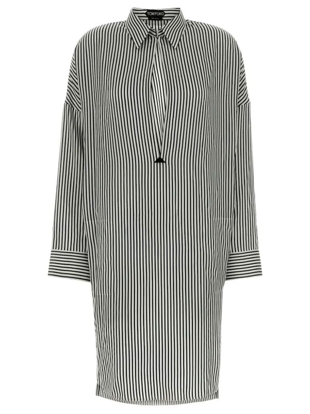 TOM FORD STRIPED SILK TUNIC DRESS - BEYMEN