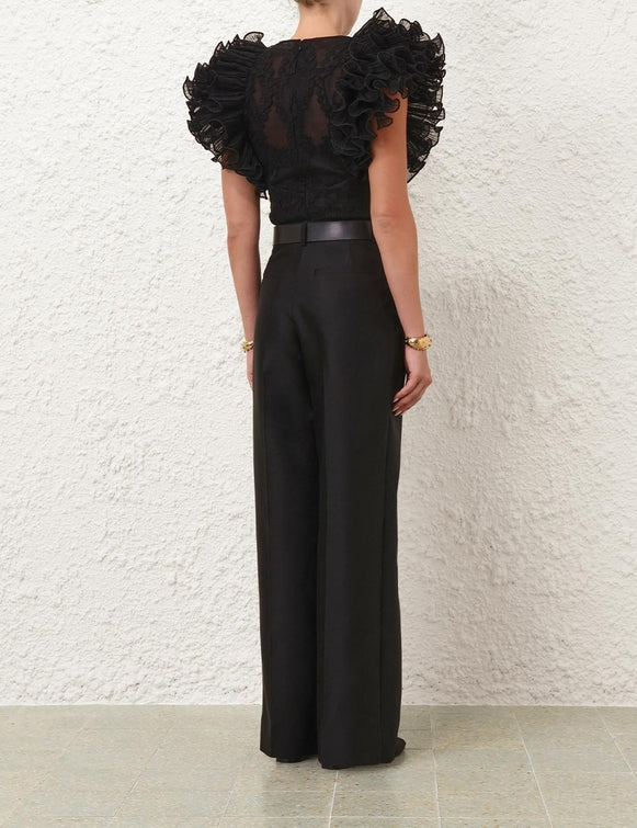 ZIMMERMAN LACE TOP WITH RUFFLES - BEYMEN