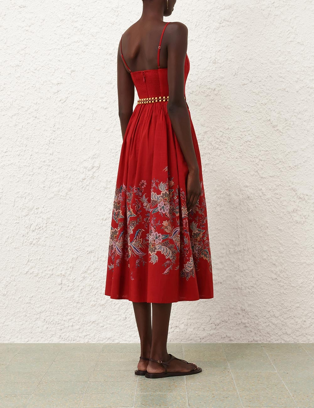 ZIMMERMAN RHIANNON CORSET MIDI DRESS - BEYMEN
