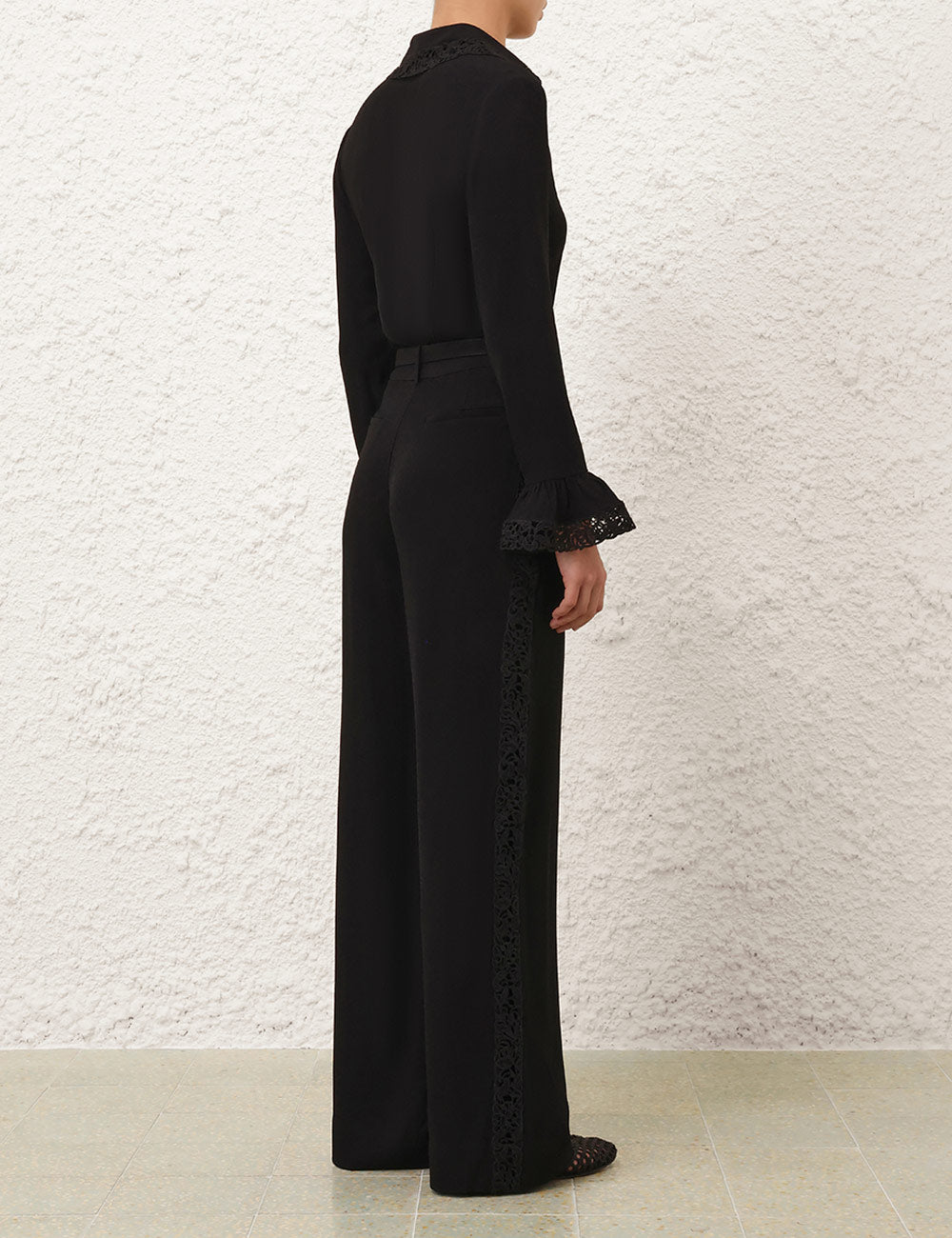 ZIMMERMAN LACE TRIM WIDE LEG PANT - BEYMEN