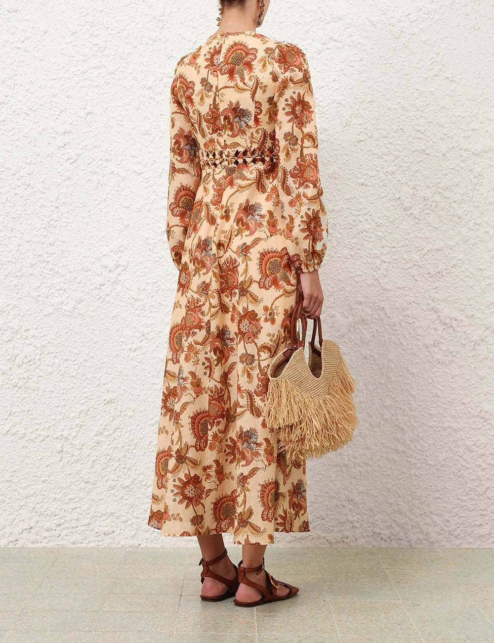 ZIMMERMAN ASTER LONG SLEEVE MIDI DRESS - BEYMEN