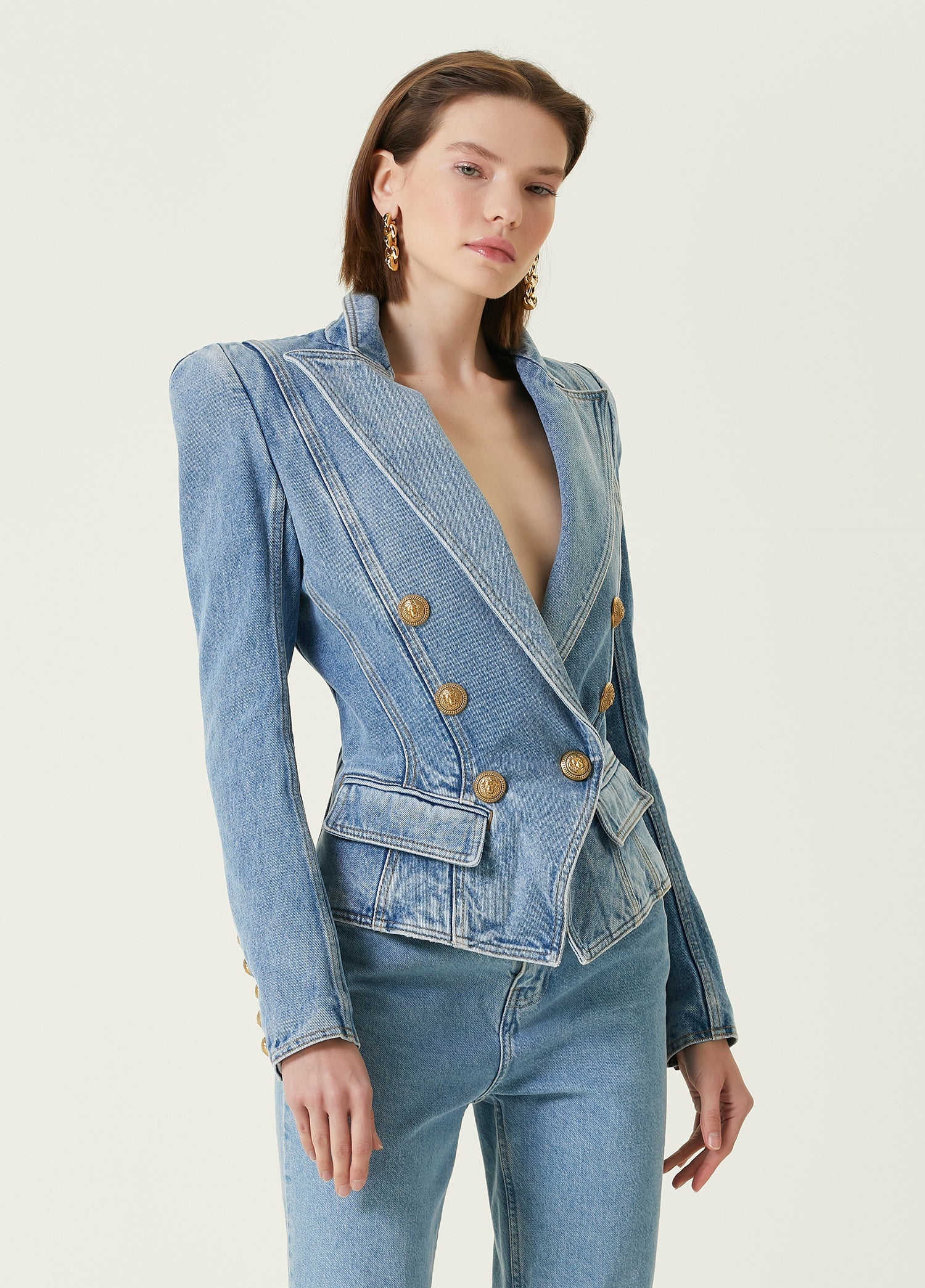 BALMAIN 6 BTN DENIM BLAZER - BEYMEN