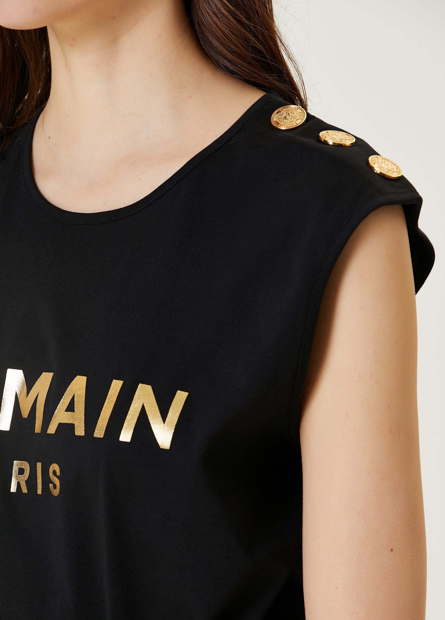 BALMAIN 3 BTN METALLIC TANK TOP - BEYMEN