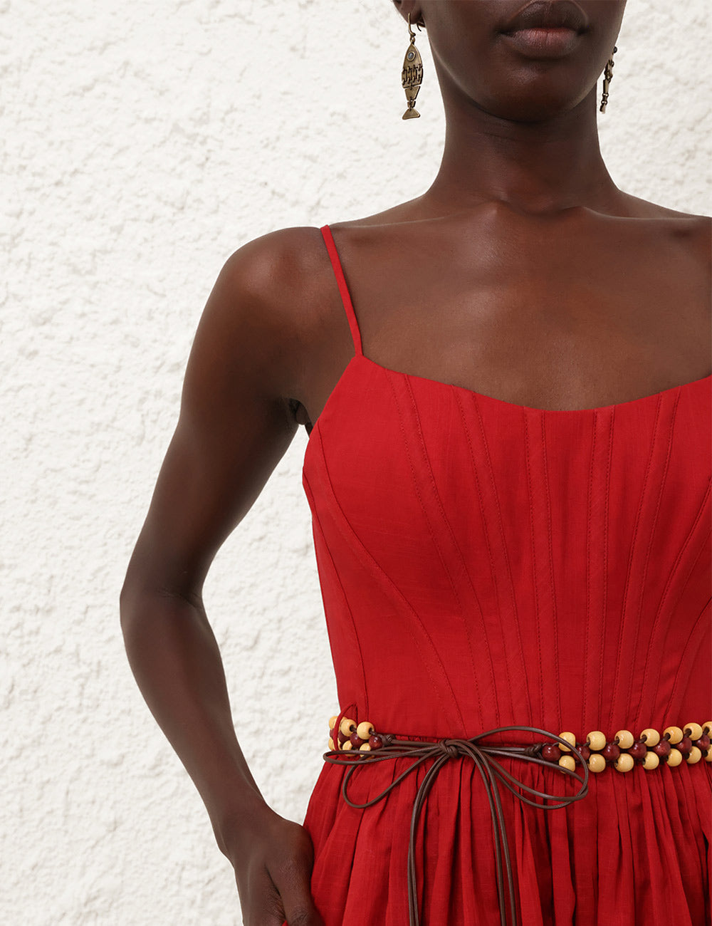 ZIMMERMAN RHIANNON CORSET MIDI DRESS - BEYMEN