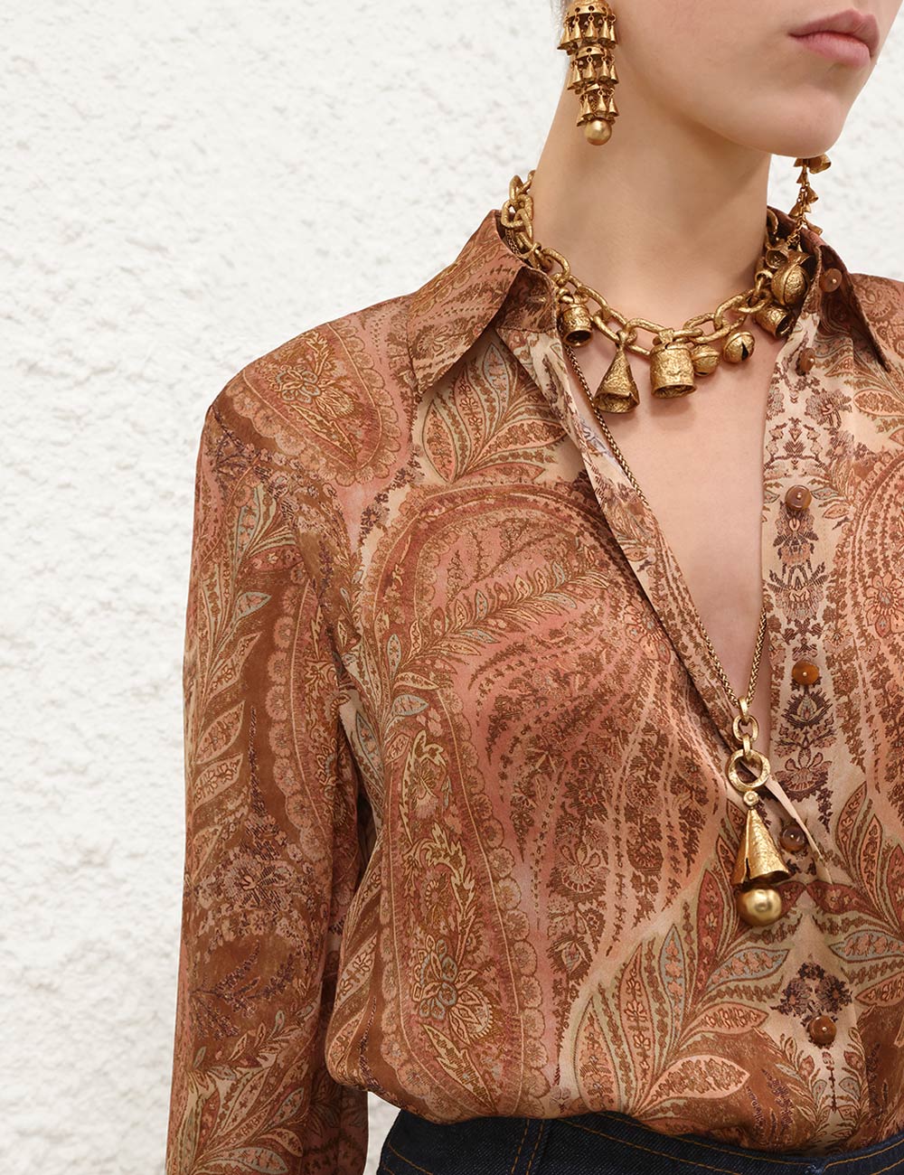 ZIMMERMAN HYPNOTIC SATIN SHIRT - BEYMEN