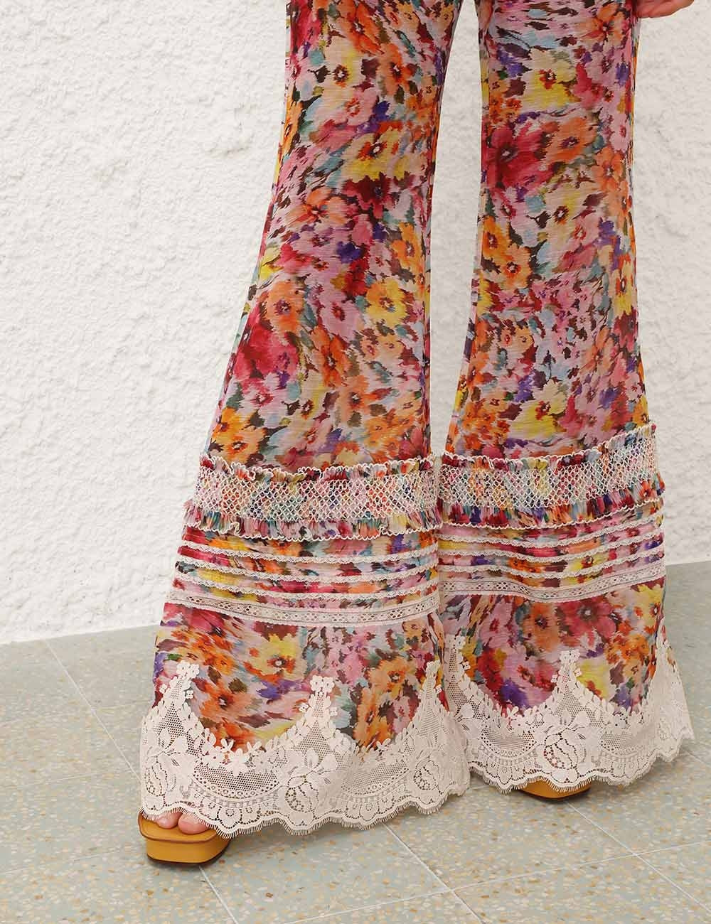 ZIMMERMAN LUNA SHIRRED FLARE PANT - BEYMEN
