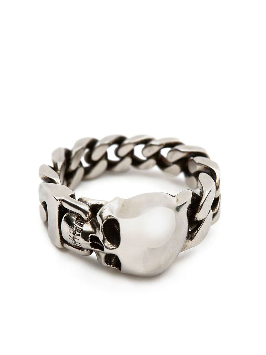 ALEXANDER MCQUEEN SKULL CHAIN RING OTTONE - BEYMEN